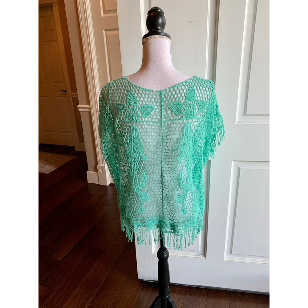 Mint Green Y2k Macrame Fringed Top One Size - image 4